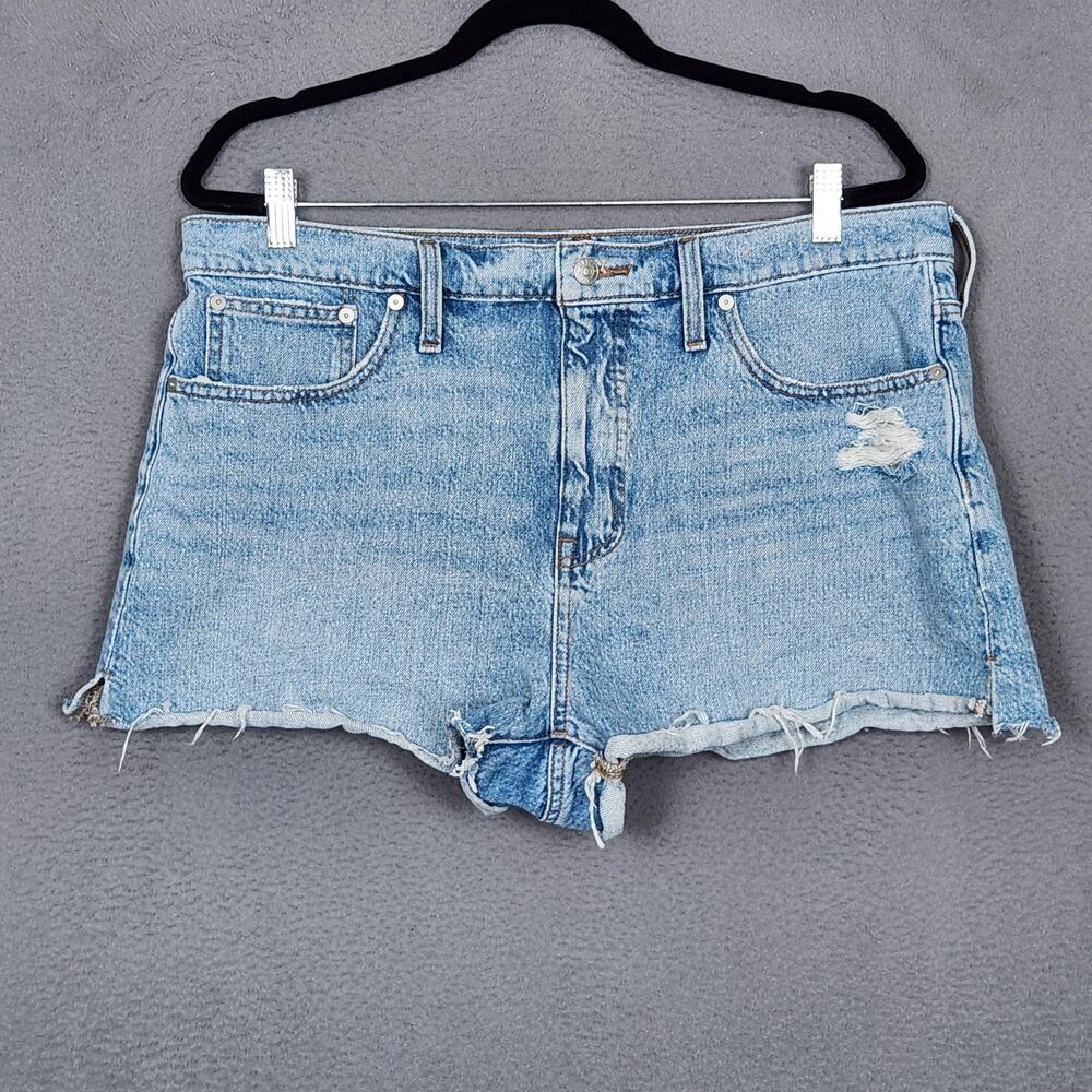 Madewell Shorts Womens 31 Blue Relaxed Denim Cut Off Raw Hem Distressed Jorts
